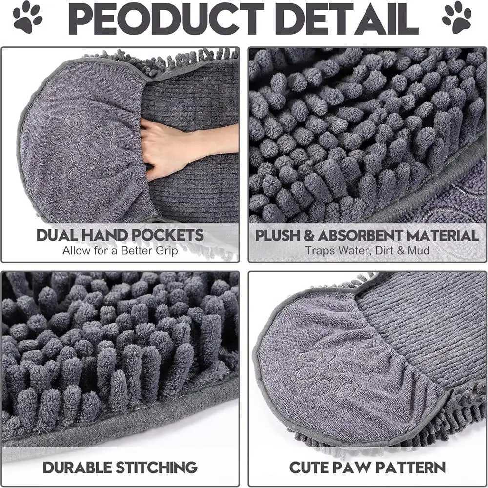 Large Dog Shammy Towel Ultra Absorbent Durable For Dogs Cats All Breeds Quick Drying Bath Towels Of Hand Pockets Indoor Outdoor M250118