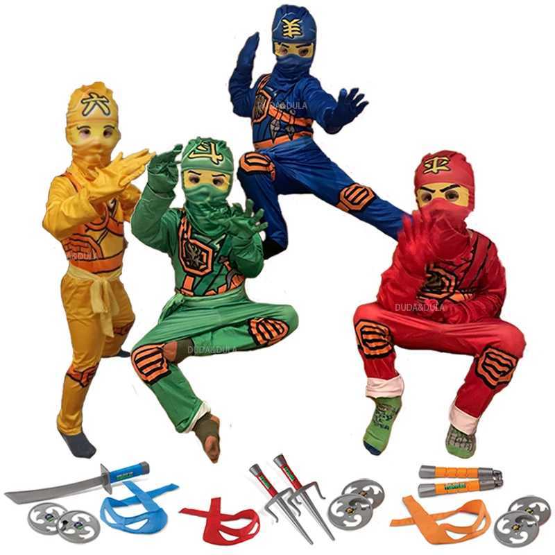 High Quality Anime Clothes Fancy Party Dress Up Halloween Costume for Kids Ninja Superhero Cosplay Jumpsuit Set with Mask W250117