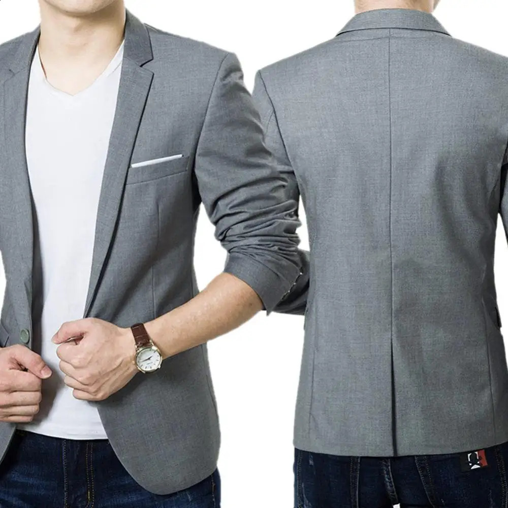 Mens Slim Formal Business Suit Coat One Button Lapel Long Sleeve Pockets Top Work Evening Dinner Wedding 250115