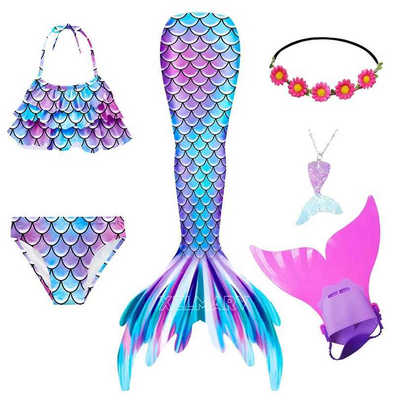 Mermaid costume for children mermaid tail swimming can be added. Single finned girl childrens mermaid costume role-playing birthday gift W250117