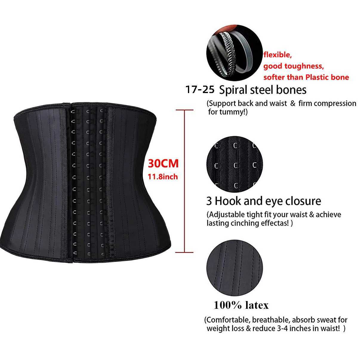 11.8 inch 30 CM Torso Corset For Women Latex Waist Trainer Tight Band Slim Figure Manager Waist 25 Steel Boned Abdominal Band W250120
