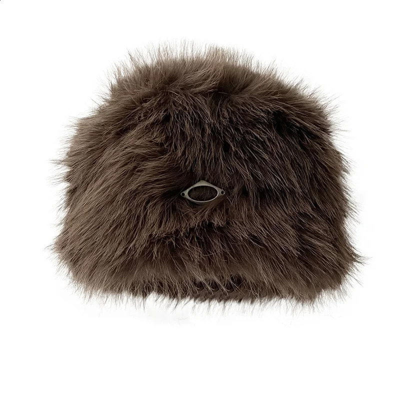 Y2k European and American Hats Autumn/Winter Fox Fur Hair Mink Hats Thickened Warm Plush Fishing Hats 250109