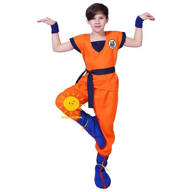 Halloween Kids Adult Goku Costume Anime Son Goku Cosplay Costume Uniform Wig Gift Halloween Carnival Party Clothes for Man Woman W250117