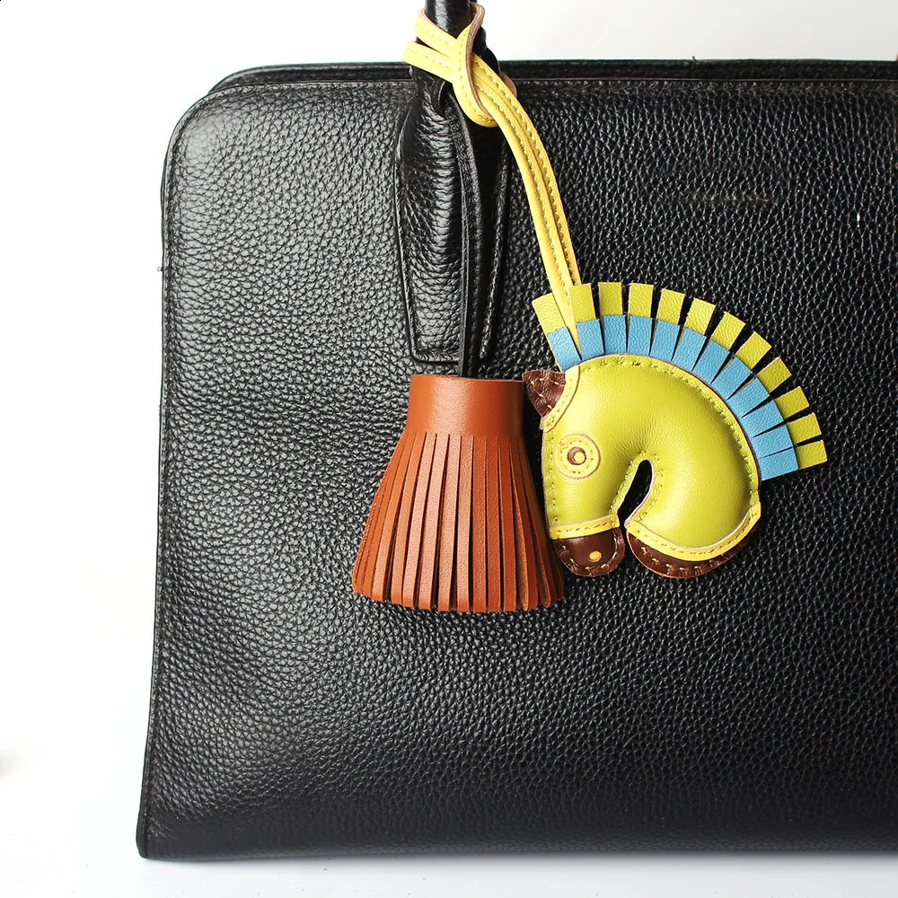 Cute Soft Genuine Lambskin Leather Tassel Keychain Pendant Key Chain For Women Bag Charms Girls Backpack Accessories Gifts250114