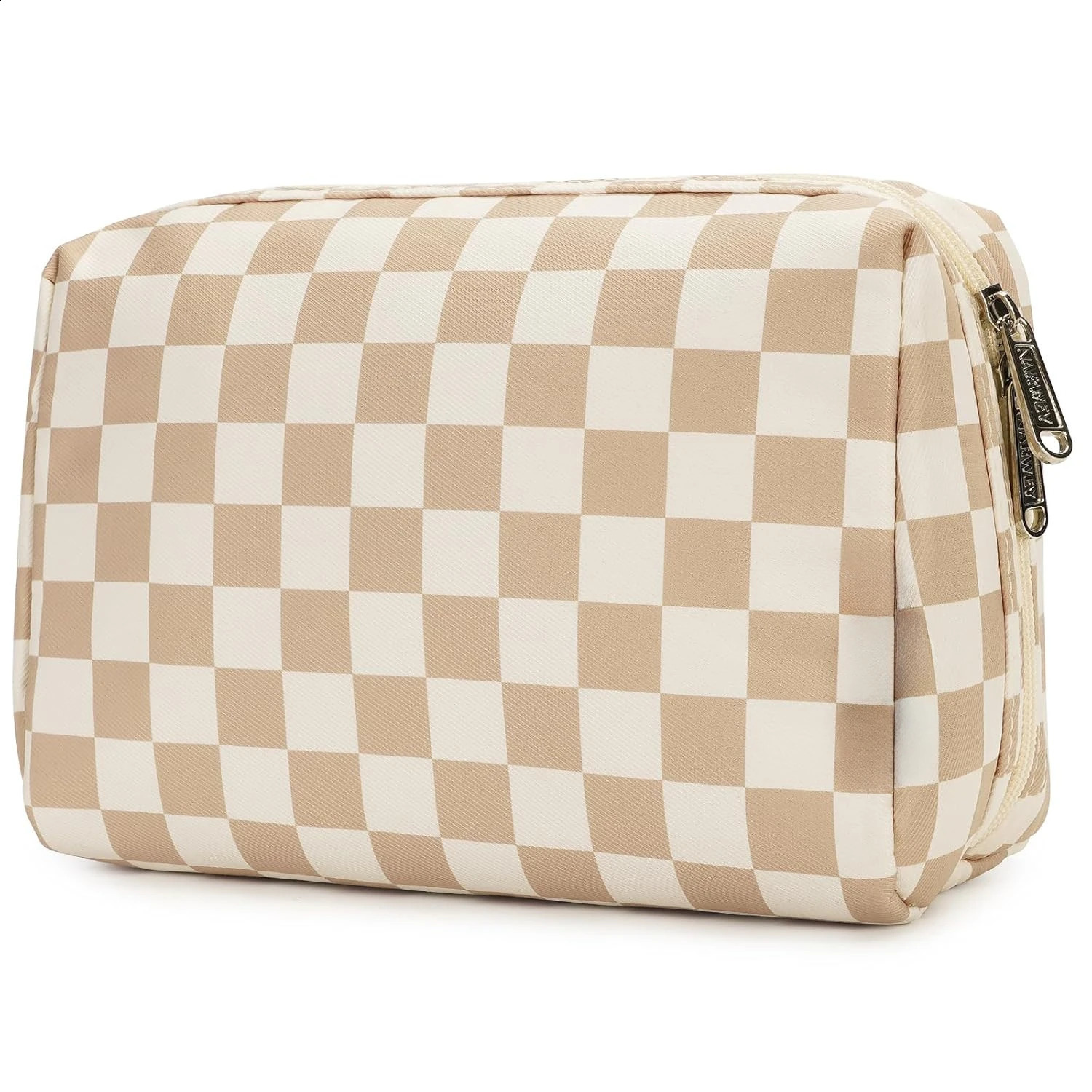 Large Checkered Makeup Bag Zipper Pouch Travel Cosmetic Bag Organizer for Women 250120