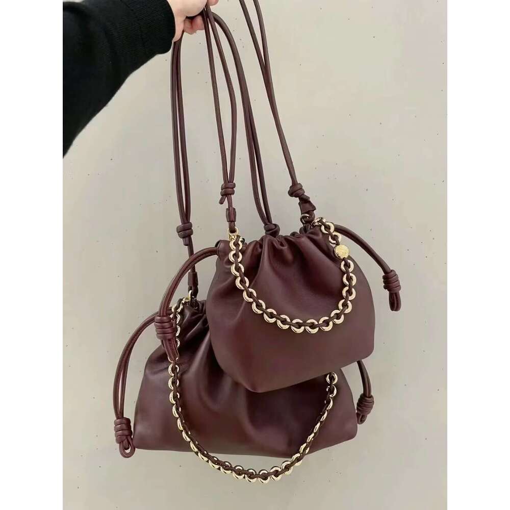 New Casual Cowhide Cloud Bucket Chain Shoulder Bag