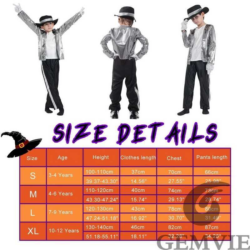 Halloween Kids Children Singer Dancer Cosplay Costumes Carnival Stage Performance Top Pants Hat Gloves Suit W250117