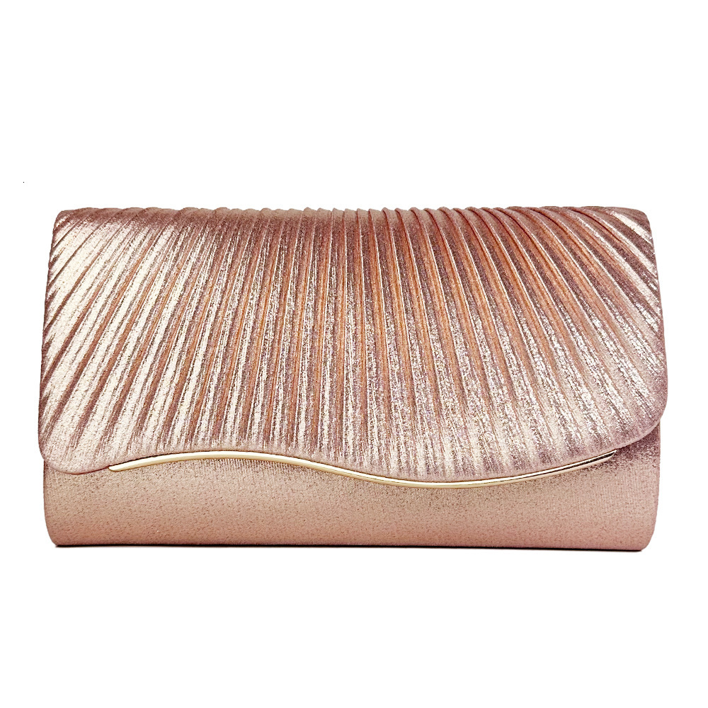 Current Batch Of Fashionable Bags, Simple Wrinkled Hand-Held Bag, Metal Wave Iron Wire Banquet Bag
