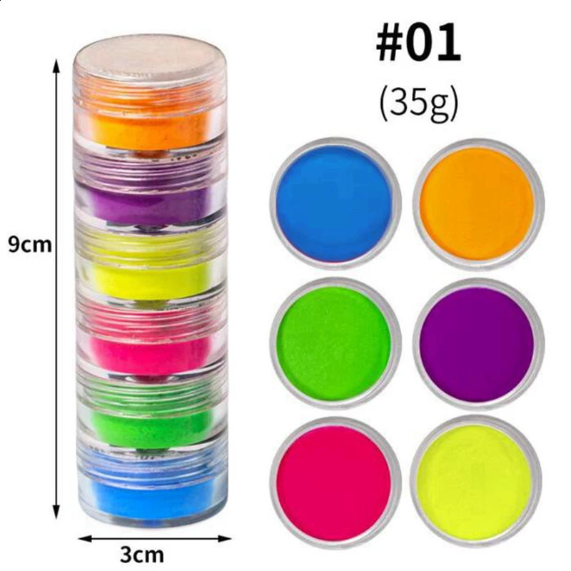 6Color Neon Pigment Powder Fluorescent Nail Glitter Symphony Chrome Pearlescent Epoxy Resin Eyeshadow Cosmetic 250115