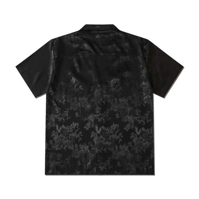 Black icon retro street mens short sleeved summer thin material Hawaiian mens shirt multifunctional design W250118