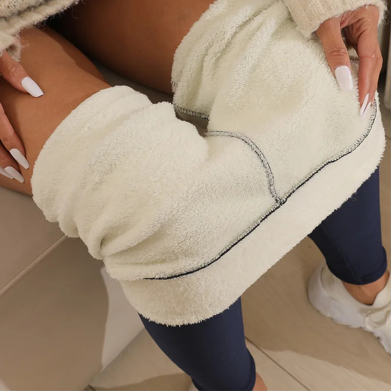 Winter Thermal Lamb Fleece Legging Warm Seamless Stretchy Tights High Waist Thick Velvet Insulated Pantalon Pants Leggins 250109Z
