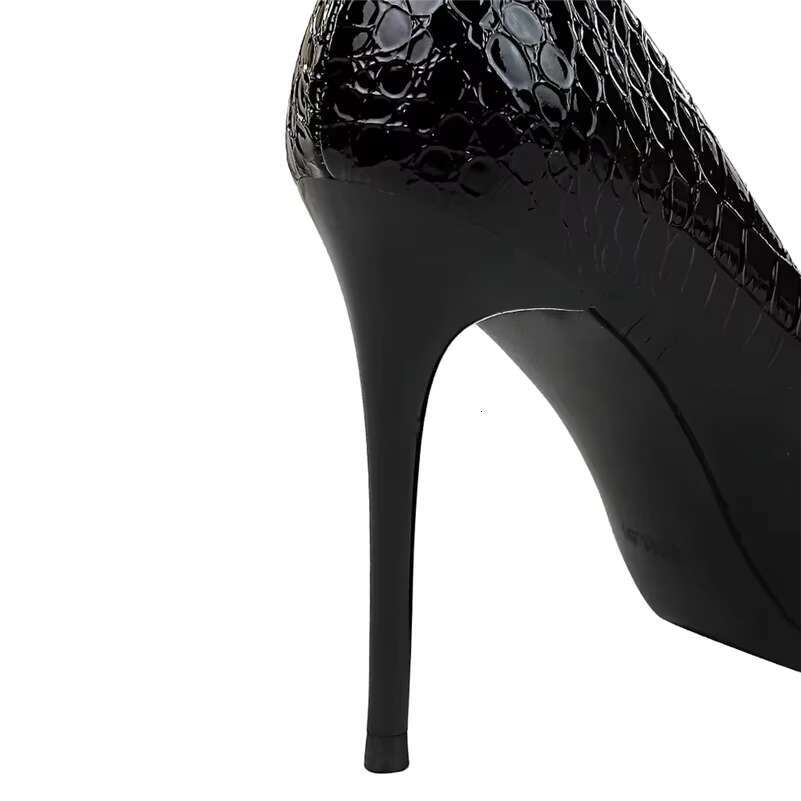 Women 10cm High Pumps Pointed Toe Metal Bule Heels Lady Serpentine Glossy Patent Leather Wedding Event Green Nude Shoes