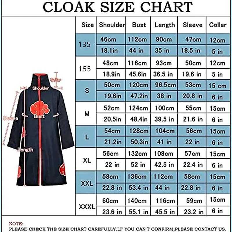 Anime Ninja Cosplay Costume Halloween Dawn Organization Robe Embroidered Red Cloud Cloak Unisex Black Robe Necklace Ring W250117