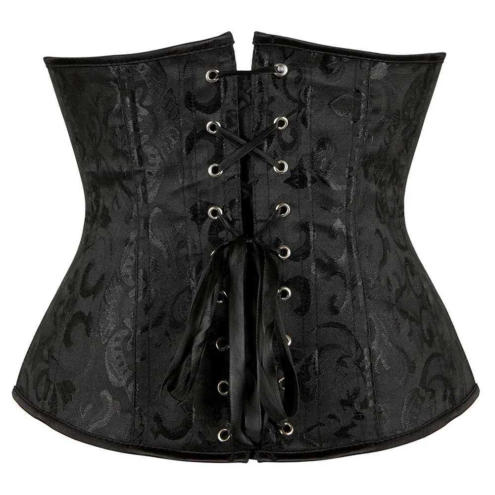 Vintage Jacquard Underbust Corset Women Gothic Slimming Sexy Underwear Corselet Black White W250120