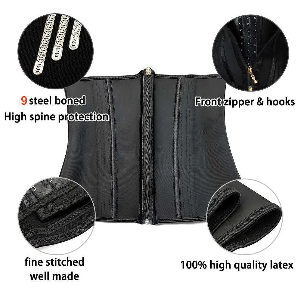 Women Plus Size Fajas Waist Trainer Corset Tummy Control Zipper Vest Body Shaper Cincher Shapewear Slimming Belt Sports Girdle W250120