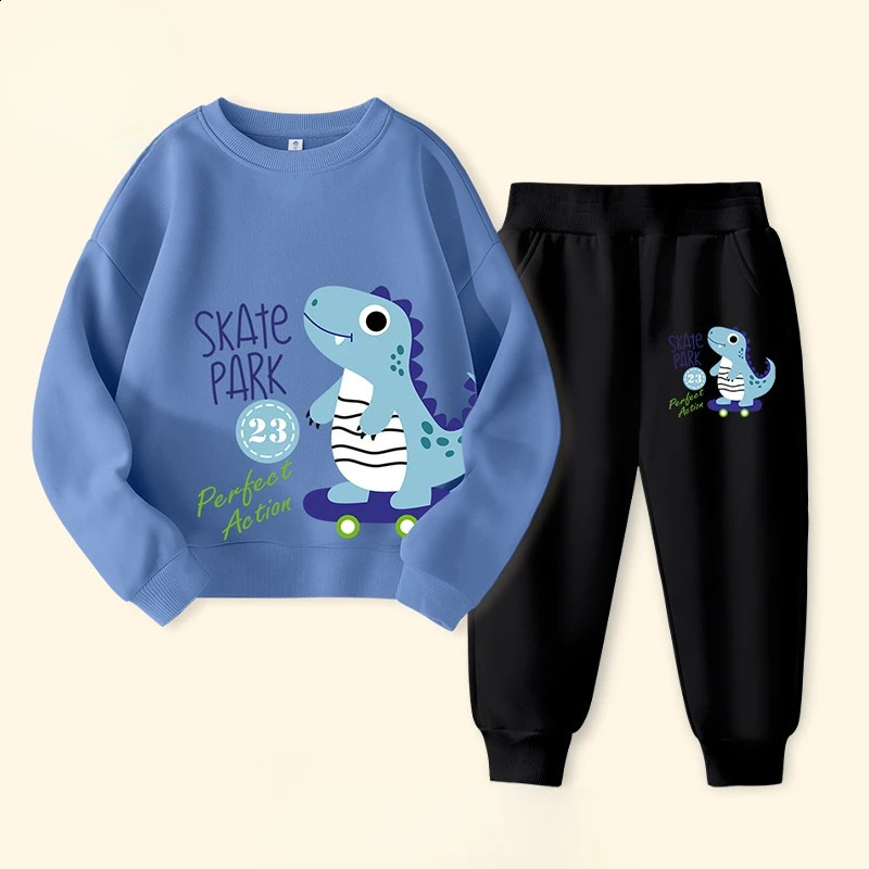 Autumn Children Boy Clothes Set Kid Girls Dinosaur Printed Sweatshirts Pullover Top Pants Bottom 2pcs Outfits Baby Tracksuits 250117
