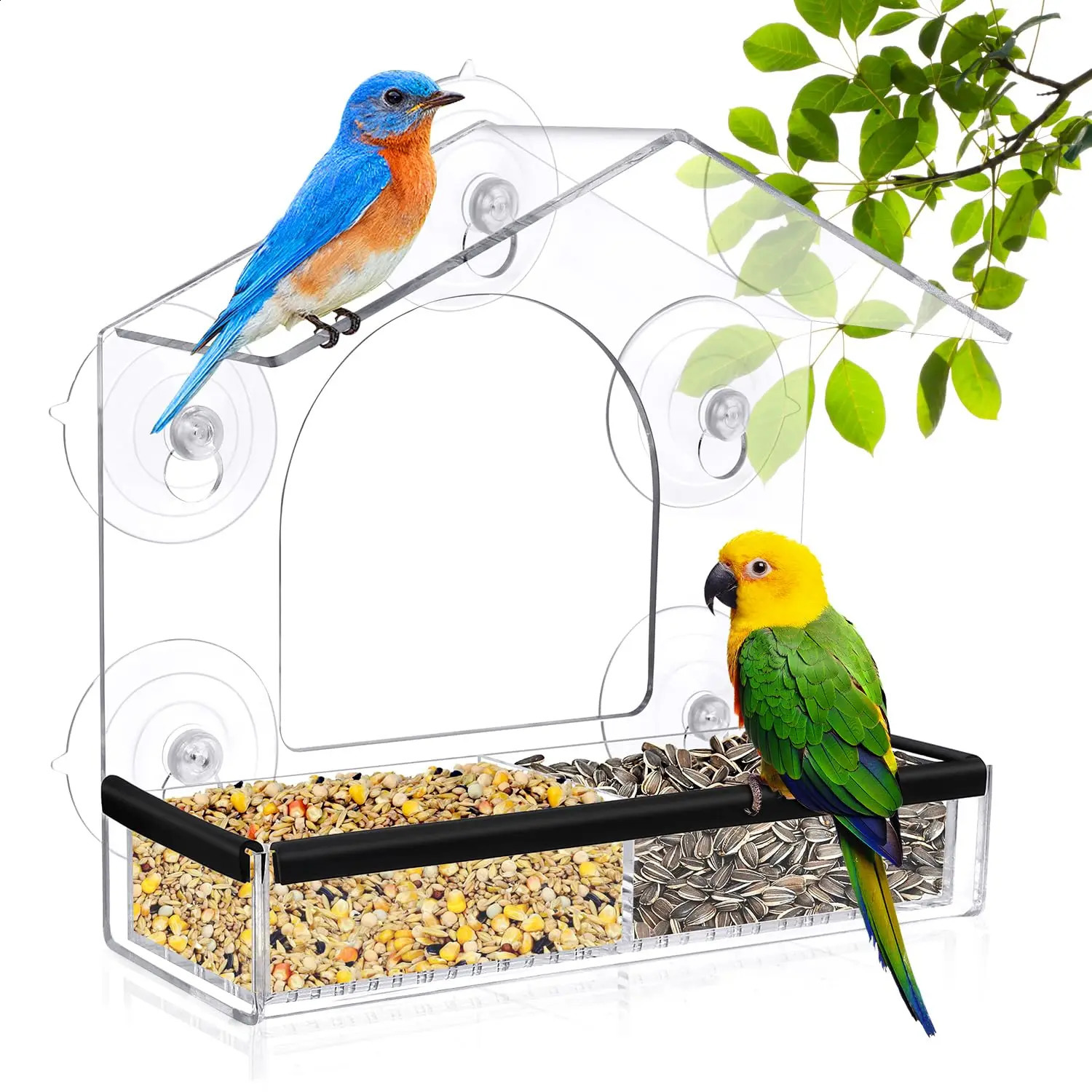 Acrylic Window Bird Feeder Detachable Birds Feeders Tray Transparent Outside Birdhouse for Cat Window Perch 250121