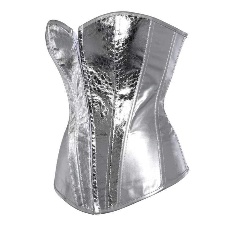 Corset Womens Retro Style Gold Silver Corset Leather Nightclub Sexy Korsett Lingerie Strapless W250120