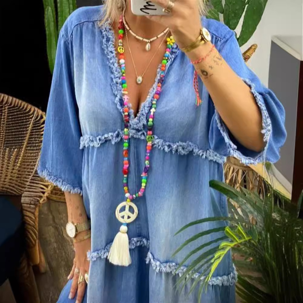 2025 Summer New Women's Beach Skirt Designer Style Dress With Bareback Printed Bohemian Skirt