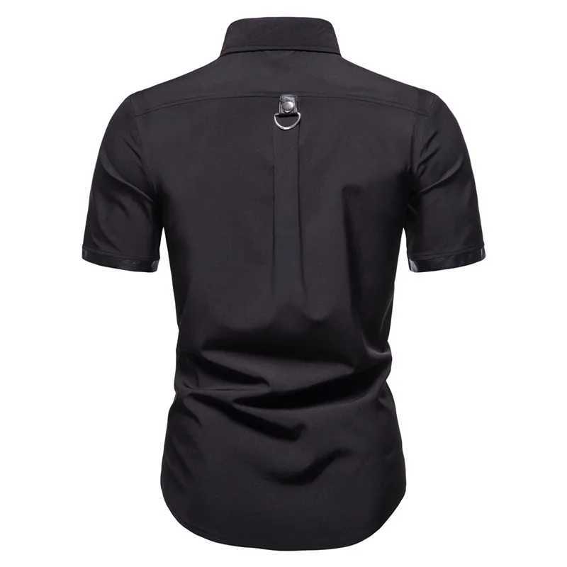 Fashion New Mens Punk shirts Mens Gothic Rivet Short Sleeve Shirts Casual For Men Comfortable Summer Wear shirts W250118