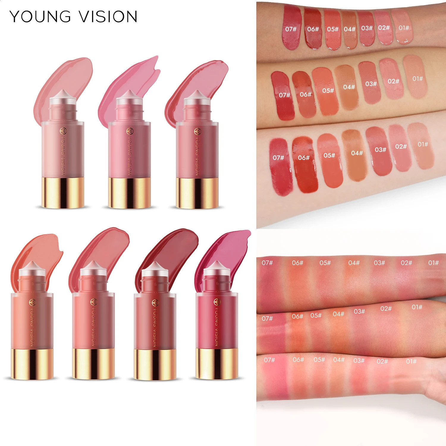 YOUNG VISION 4colors/pack Dropper Liquid Pressed Blush Hydrating Silky Natural Blush Lipgloss 250121
