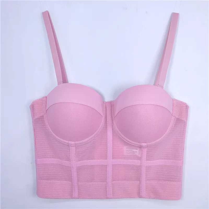 Sexy Mesh Push Up Bralet Women Corset Bustier Bra Night Club Party Long Sexy Cropped Top Vest Plus Size Tank Top Women Corset W250120