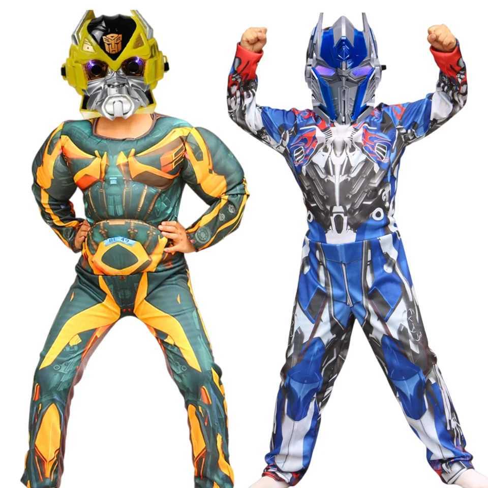 Boy Muscle Autobot Costume Anime Cosplay Superhero Muscle Costume Children Mask Kids W250117