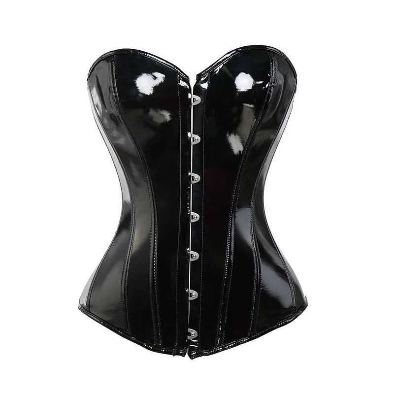 Women Sexy PVC Overbust Corset Body Shaper Steampunk Lingerie Corset Leather Waist Trainer Bustiers Slimming Clothes Femme W250120