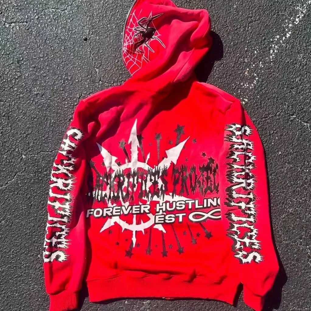 Y2k Cotton Hoodie Gothic Skull Printed Sweatshirt New Best Selling Personality Fashion Punk Hip Hop Casual Hoodie Men Streetwear W250117