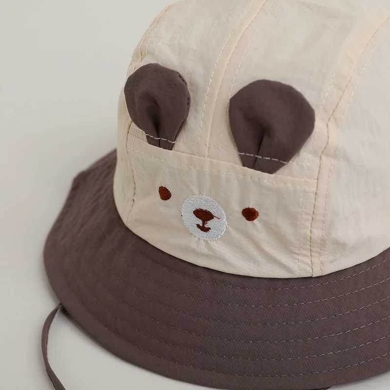 3 Color Spring Cute Bear Baby Fisherman Hat Outdoor Sunscreen Cap Quick Dry Cap for Boys and Girls 6-18M M250121