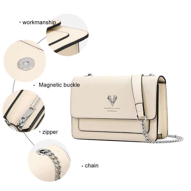Aidrani Fashion Cowhide Women's Off White Daily Commuting Single Shoulder Crossbody Small Square Bag