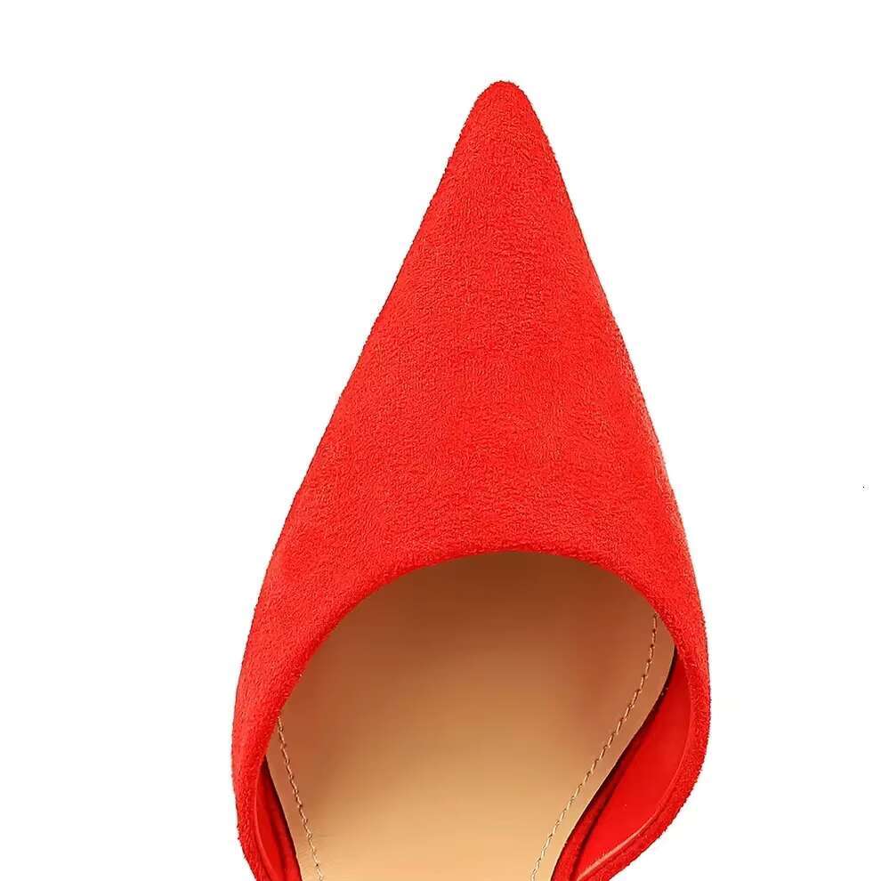 Women 8cm High Concise Prom Bury Bla Red Sandals Daily Summer Sandles Lady Suede Mid Heels Ankle Strap Club Shoes
