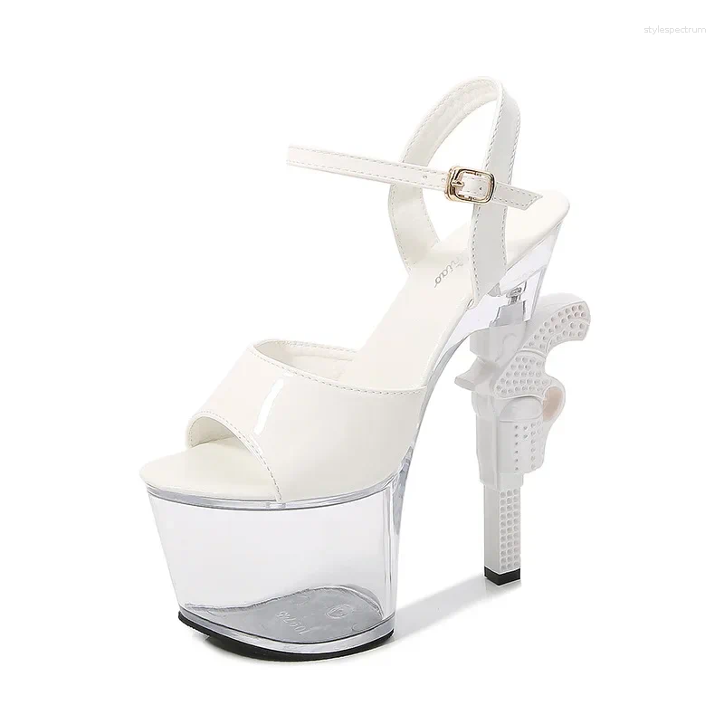 Sandals Black Waterproof Platform Women's Pumps Summer 17CM High Heel PVC Walk Show Fashion Club Transparent Stripper Shoes