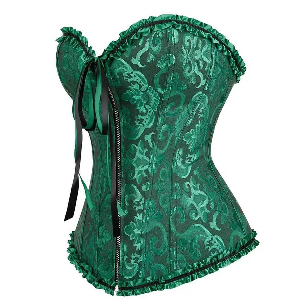 Womens Corset Vintage Corsets Floral Jacquard Bustier Zipper Bustiers Lace Up Corsage Party Night Costumes Rave Outfit Plus Size W250120