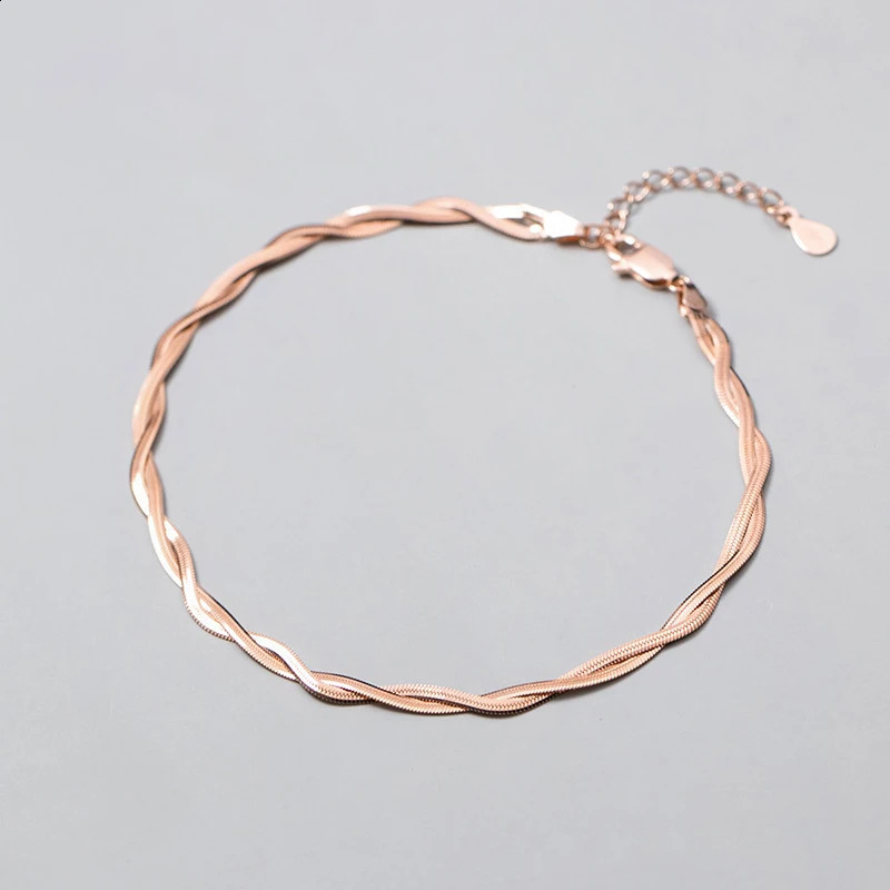 MIQIAO Womens Double layer Snake Chain Foot Bracelet 925 Pure Silver Foot Jewelry Fashion Rose Gold Color Decoration Platform 250110