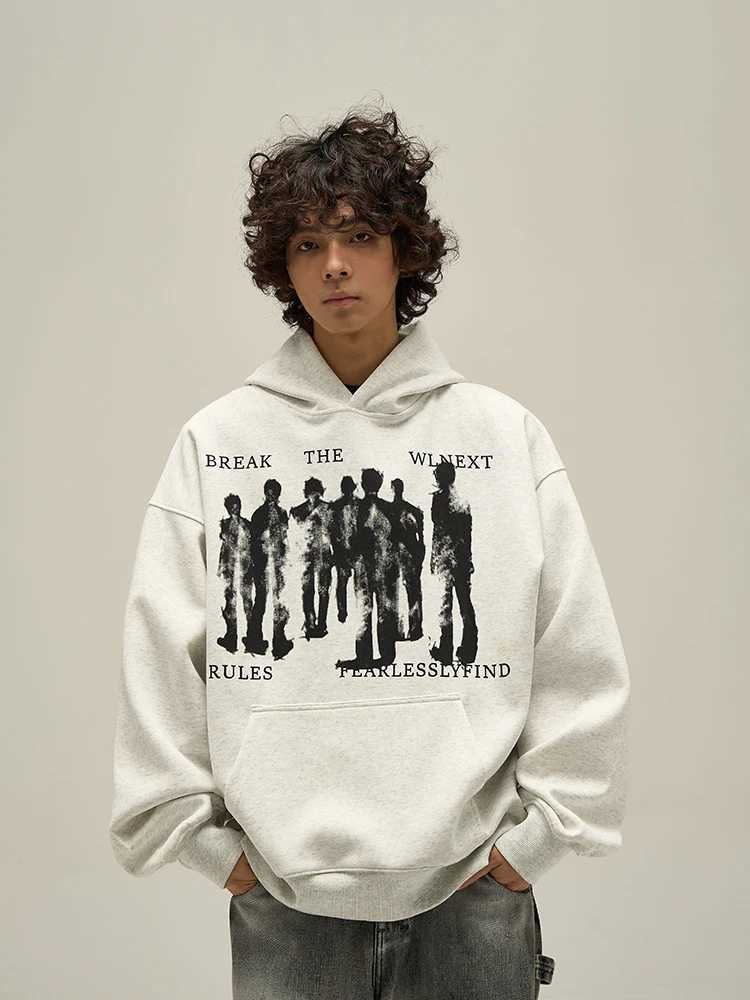 New Y2K Autumn Winter Hoodies American Vintage Mens Womens Hip-Hop Street Punk Retro Casual Cotton Hooded Hoodie W250117