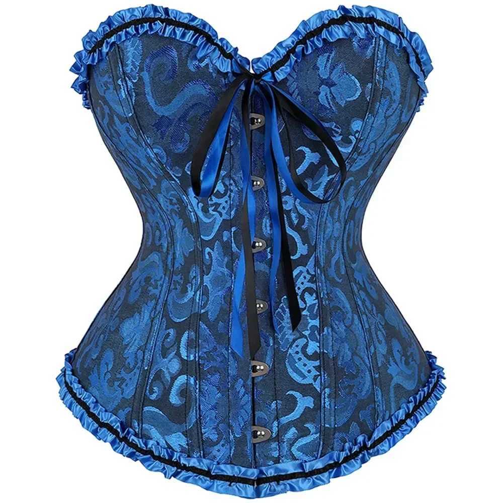 Corset Top Bustier Plus Size Women Gothic Overbust Corset Sexy Lace up Floral Lingerie Vintage Victorian Fashion Black Pink W250120