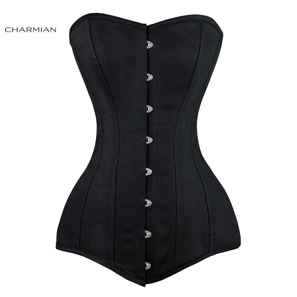 Charmian Black Corsets For Woman Sexy 22 Steel Boned On Torso Plus Size Brocade Hourglass Shapewear White Corset Waist Trainer W250120