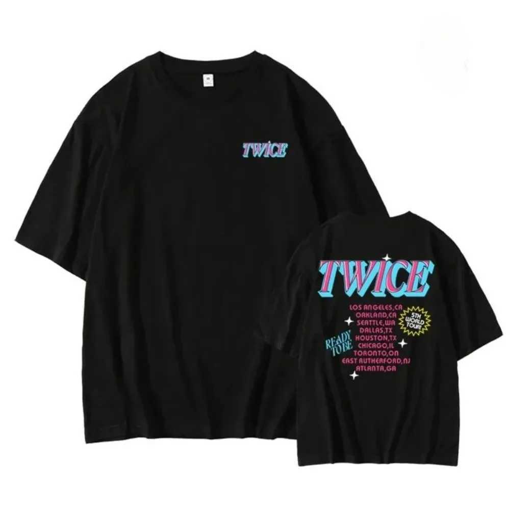 Twice READY TO BE The Same TShirt Men Kpop Loose Cotton Short Sleeve T-shirt Streetwear Fashion Y2k Crop Tops Tee TWICE Clothes W250117