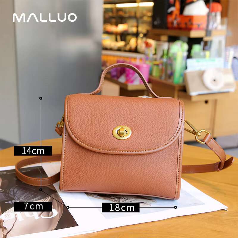 Cowhide Genuine Leather Women Light Retro Small Square Handbag Leisure Single Shoulder Designer Crossbody Bag