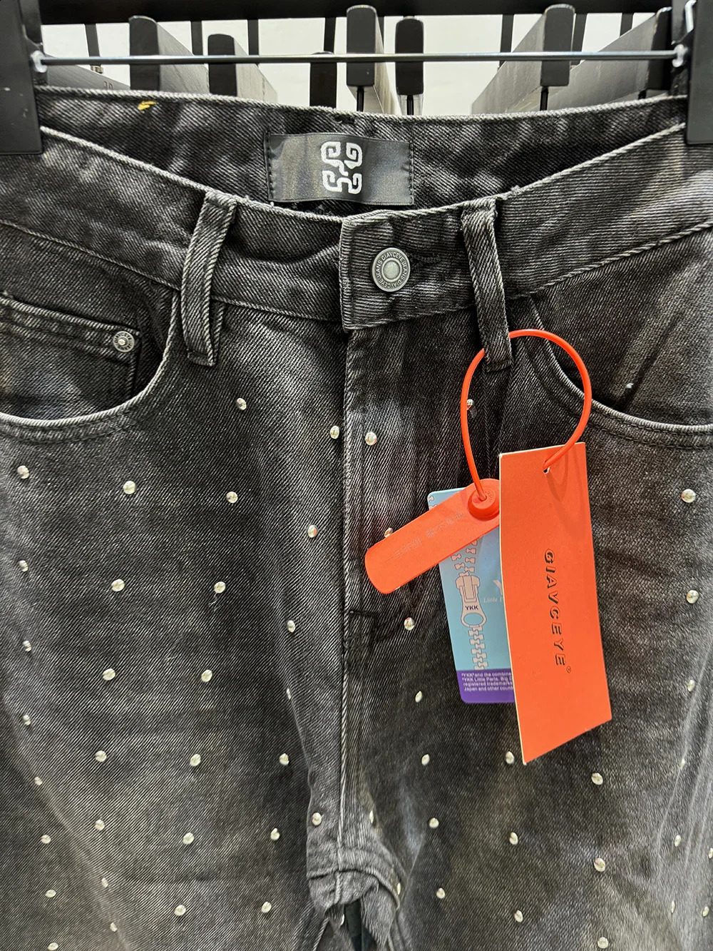 Black Denim Bottoms Men Straight Fit Baggy Smart Style Full Rhinestones Printed Y2k Jeans Man 250120
