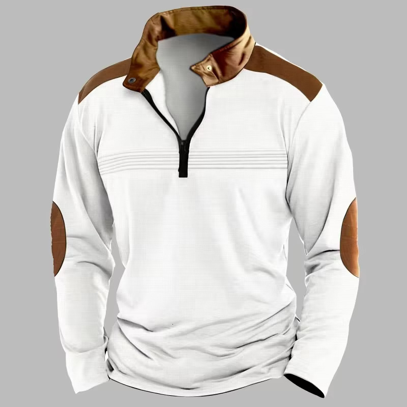 2025 Autumn/winter Fashion Designer T-shirt Men's Collar POLO Zipper Long Sleeve Sports T-shirt Collar Shirt Casual Daily Top US Size