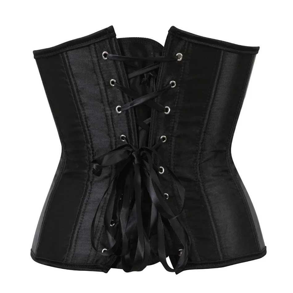 Womens Satin Underbust Corset Bustier Sexy Underwear Waist Slimming Body Shaper Corset Top for Women Steampunk Lace-up Corset W250120