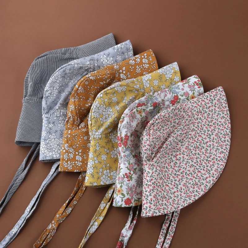 New Unisex Summer Baby Sun Hat Baby Girls Boys Caps Vintage Floral Bonnet Children Kids UV Protection Beach Bucket Hats M250121