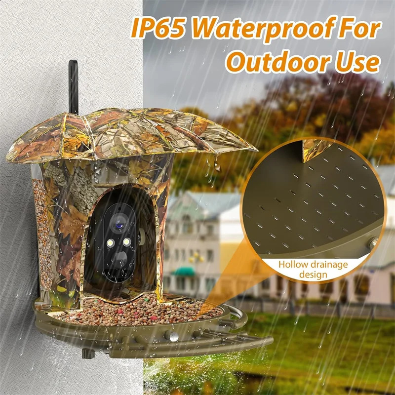 Smart Bird Feeder Camera1080P HD11000 Bird Species Camera Auto Capture6W Solar Panel Bird SpeciesBird House with 64G Card 250121