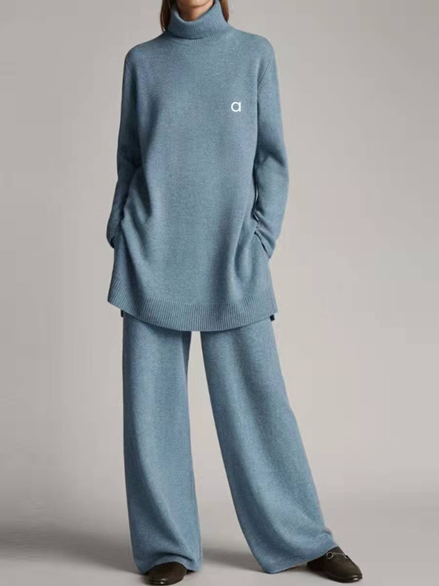 2025-- Women Yoga Two Piece Sets Suit Knit High Neck Loose casual Coat Casual Gym Suits Workout Tracksuits