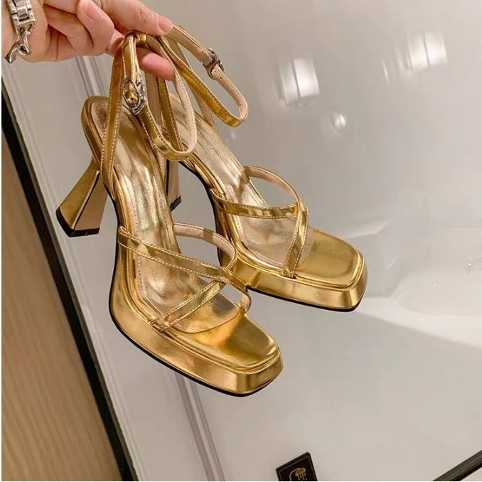 Women Sandals High Heel Fashion Clip Toe Fashion Outdoor Wear Triple Gold Silver Free shipping