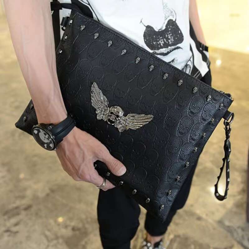 New Hot Ghost Head Hand Package Men Fashion Sequins Envelope Bag Personality Clutch Purse PU Eming Top Quality Shoulder Bags