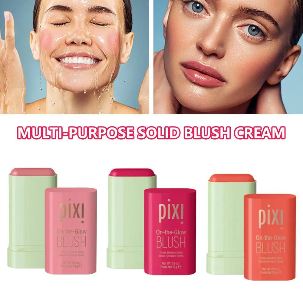 Pixi 3-in-1 Waterproof Blush Stick Functional Easy Color Rouge Blusher Cream High Color Rendering Blush Matte Contour Makeup 250121