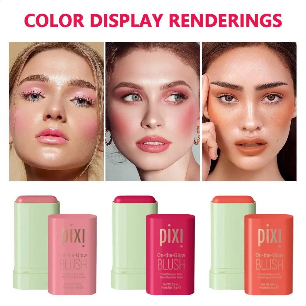 Pixi 3-in-1 Waterproof Blush Stick Functional Easy Color Rouge Blusher Cream High Color Rendering Blush Matte Contour Makeup 250121